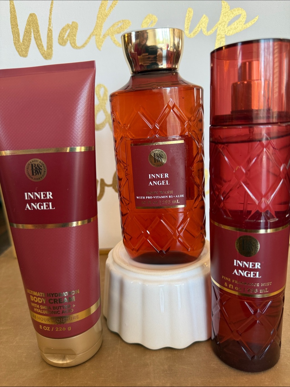 Bath & Body Works Inner Angel Body Care Set - Deep Red & Gold Accents